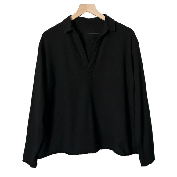 Frank & Eileen Patrick Popover Henley Heritage Jersey Tee Lab Black Cotton Large - Picture 2 of 7